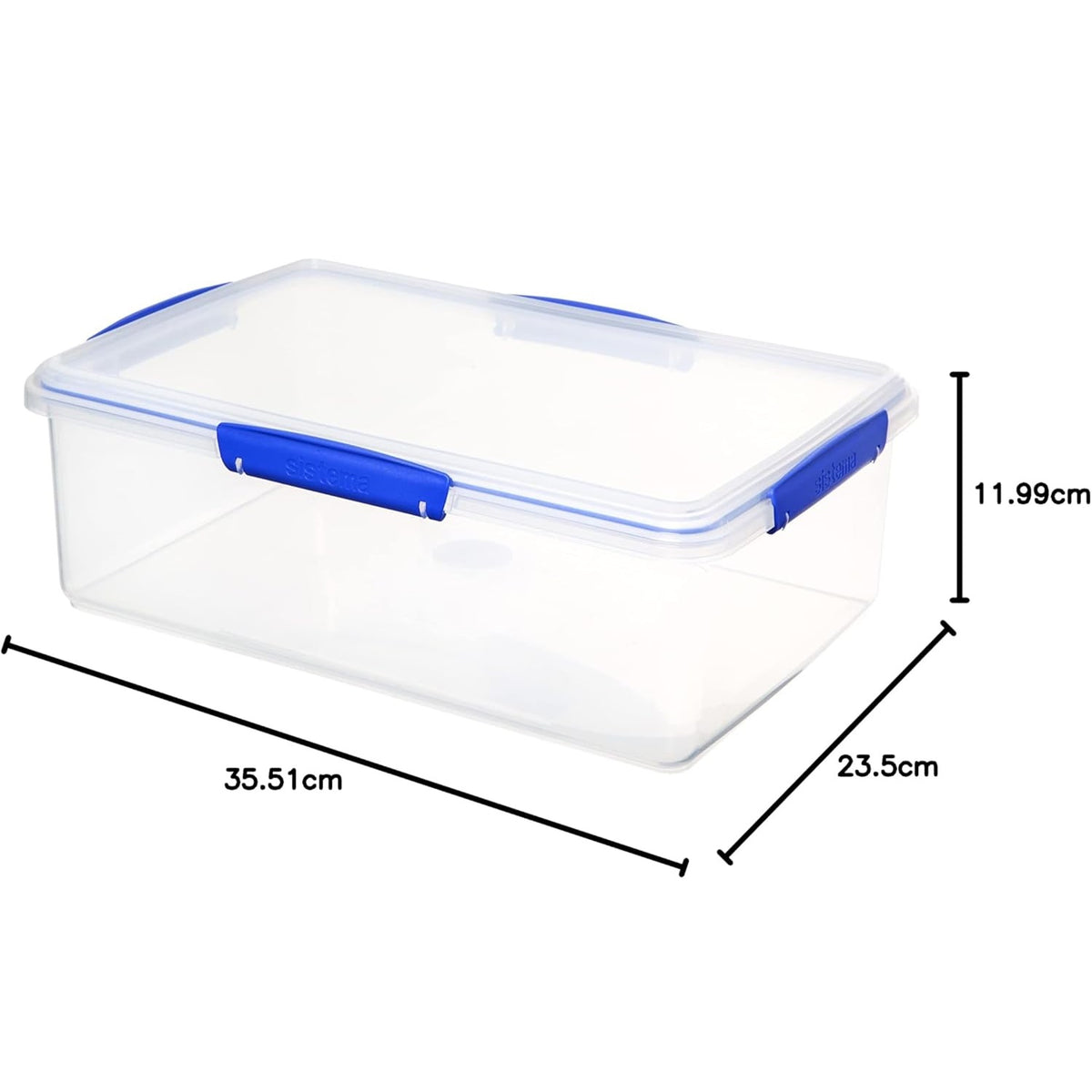 Sistema Klip It Storer with Secure Locking Lid Box Clear 7Ltr 1870 | With Blue Clips | Food Storage Container | Airtight Kitchen Storage