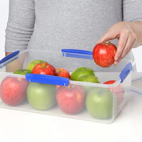 Sistema Klip It Storer with Secure Locking Lid Box Clear 7Ltr 1870 | With Blue Clips | Food Storage Container | Airtight Kitchen Storage