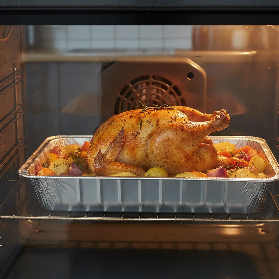 Caroline Aluminium Roasting Trays Silver 310mm x 370mm x 50mm Pack of 2 1016