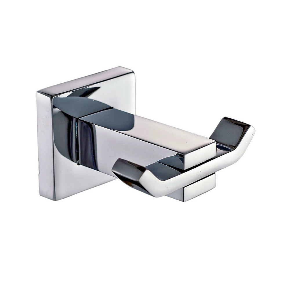 Euroshowers Square Bathroom Robe Hook Chrome Plated 19190 | Wall Mounted | Heavy Duty | Rust Resistant | Polished Chrome | Towel Coat Robe Holder | Easy Installation | Durable Metal | Space Saving