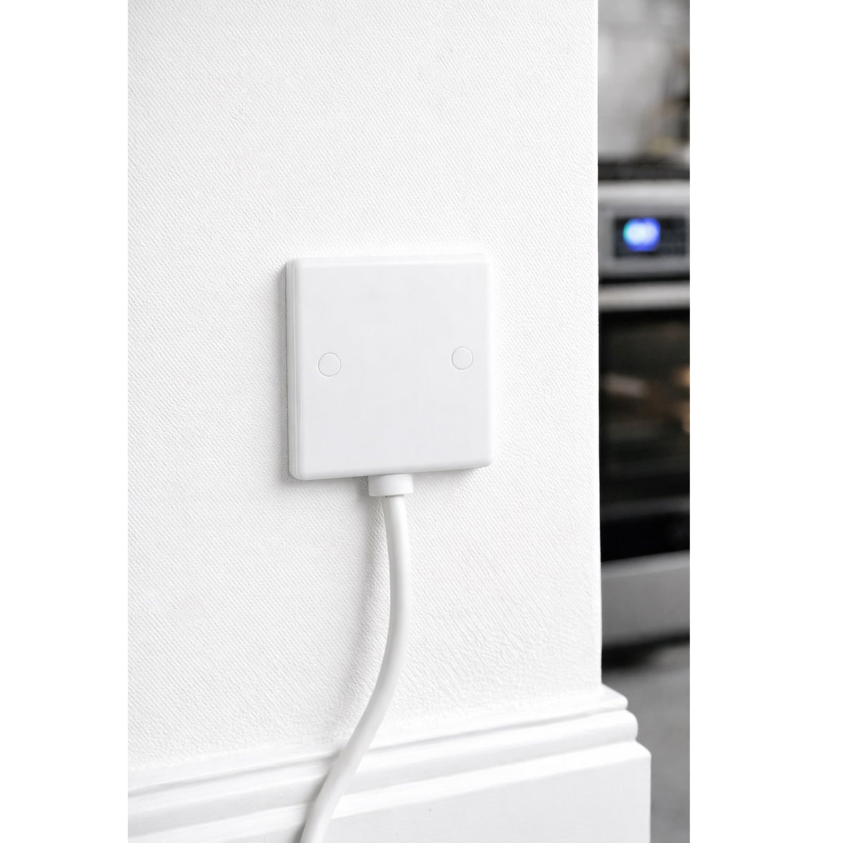 British General Nexus Moulded Flex Outlet Plate Bottom Entry White 86mm x 86mm 25Amp 858