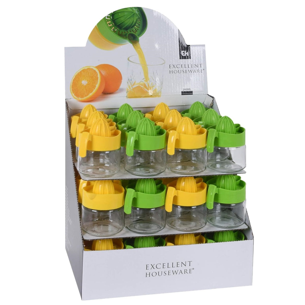 Excellent Houseware Glass Fruit Juicer Assorted Colours 300ml 24000130