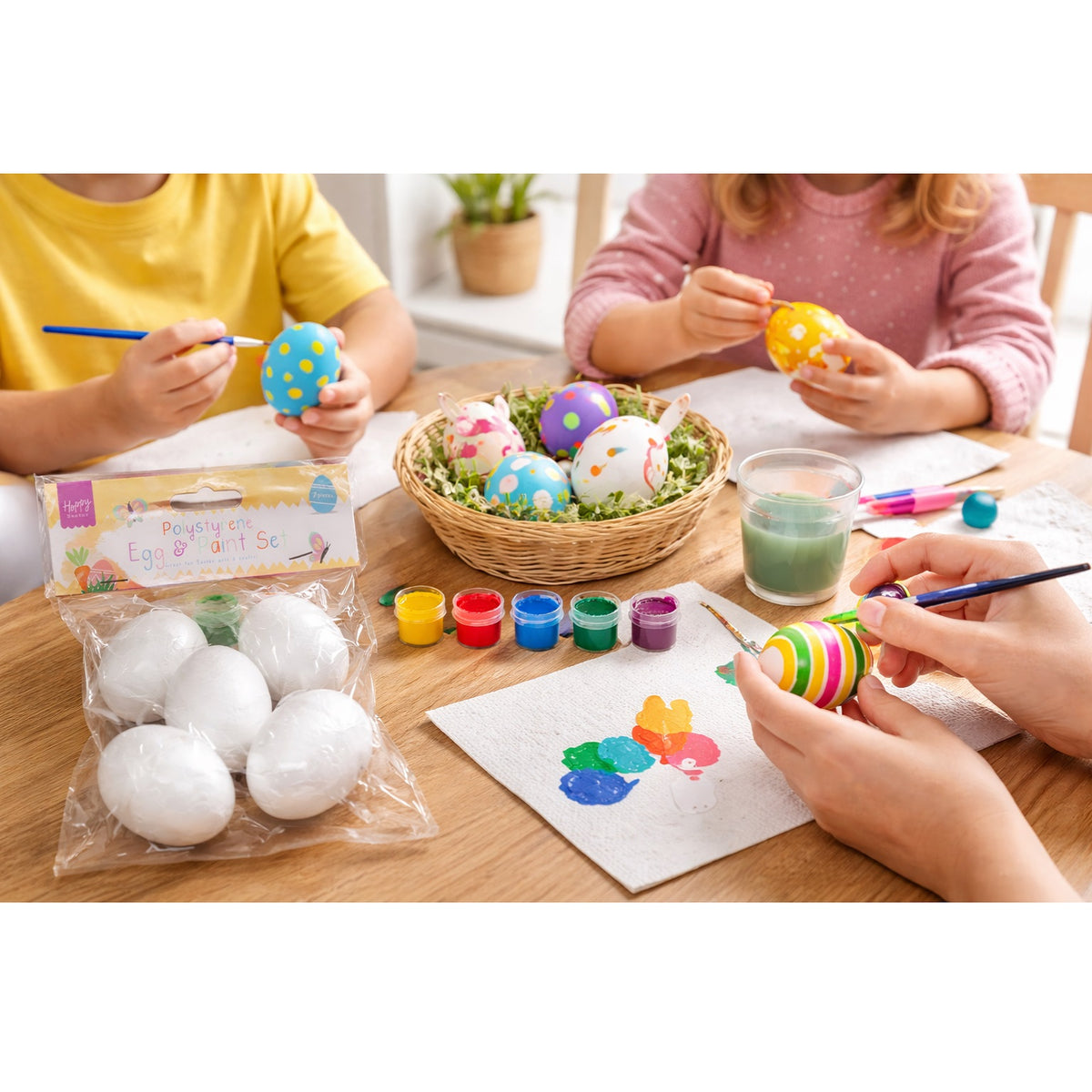 Gem Imports Polystyrene Eggs and Paint Set Assorted EAS4696 | Great for Easter Arts and Crafts