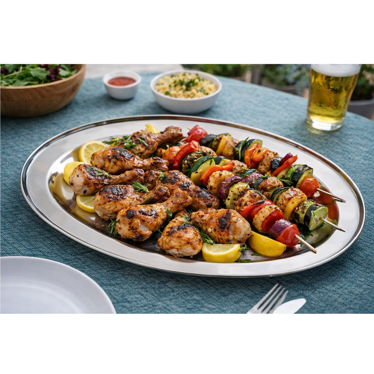 Excellent Houseware Stainless Steel Oval Serving Platter Silver 40cm x 26.5cm A12150030