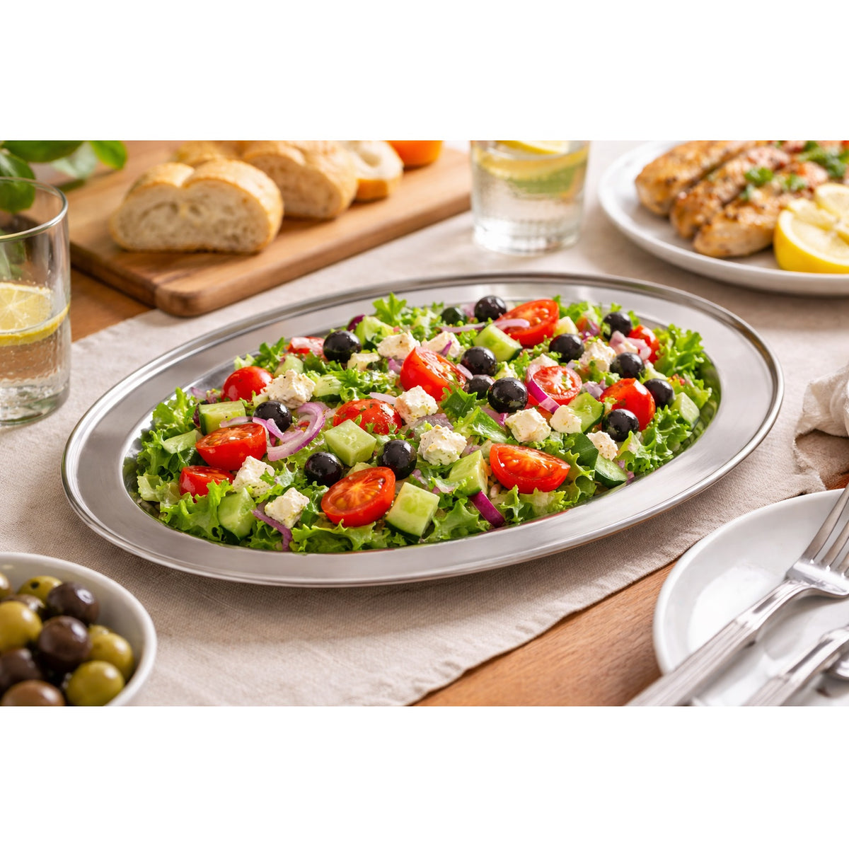 Excellent Houseware Stainless Steel Oval Serving Platter Silver 34cm x 21.5cm A12150040