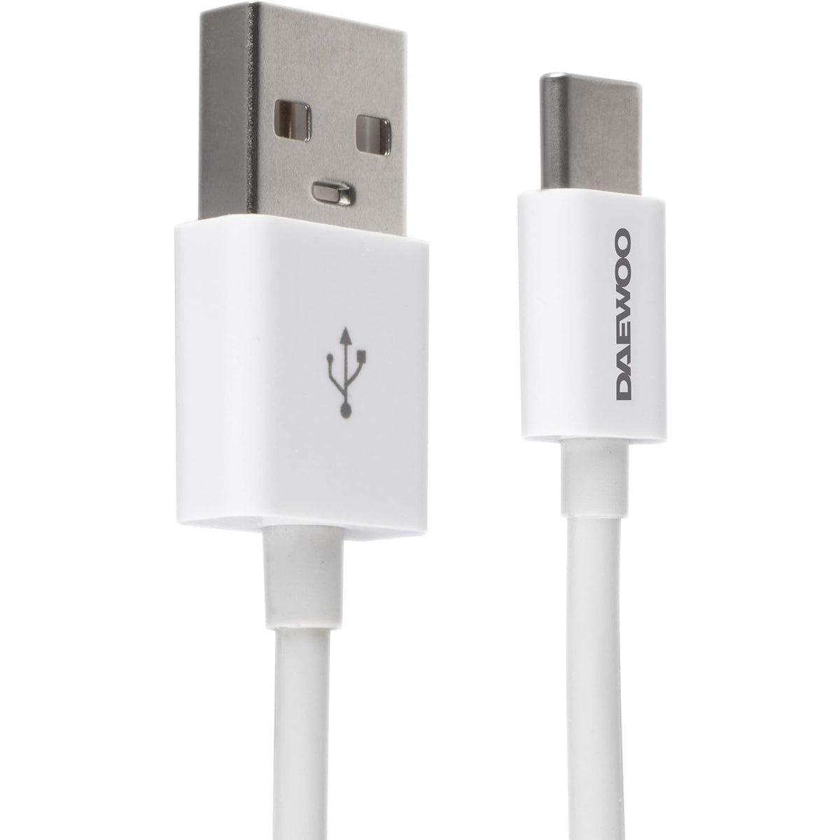 Daewoo USB Type-C Data and Sync Cable White 1Mtr ELA1346 | Fast Charging | Charge and Sync Lead | Type C Connector | Power - 5V | Rated 1A | Compatible with Type-C Devices