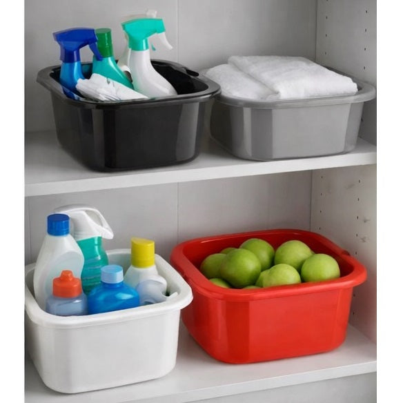 Bettina Rectangular Plastic Bowl Assorted Colours 11Ltr Pack of 1 B143 | Multi-Purpose Washing Up Tub | Cleaning and Laundry Utility Basin