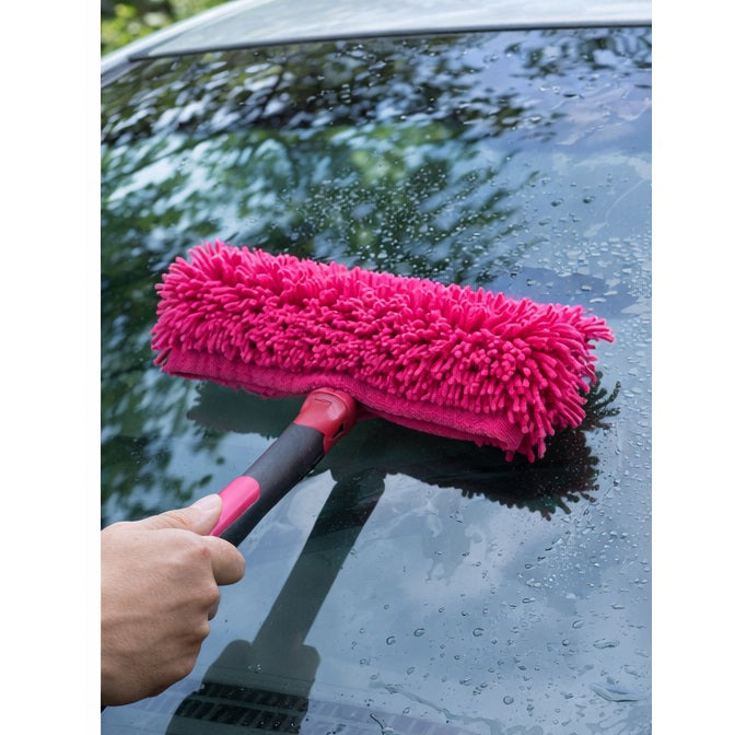Bettina 2 in 1 Window Cleaning Kit Pink B508 | 1 x Wiper Head | 1 x Chenille Head | Extebdable Handle | Streak Free Shine | Keeps Window Clean and Clear | Window Cleaning Tool | Glass Care Cleaning Set
