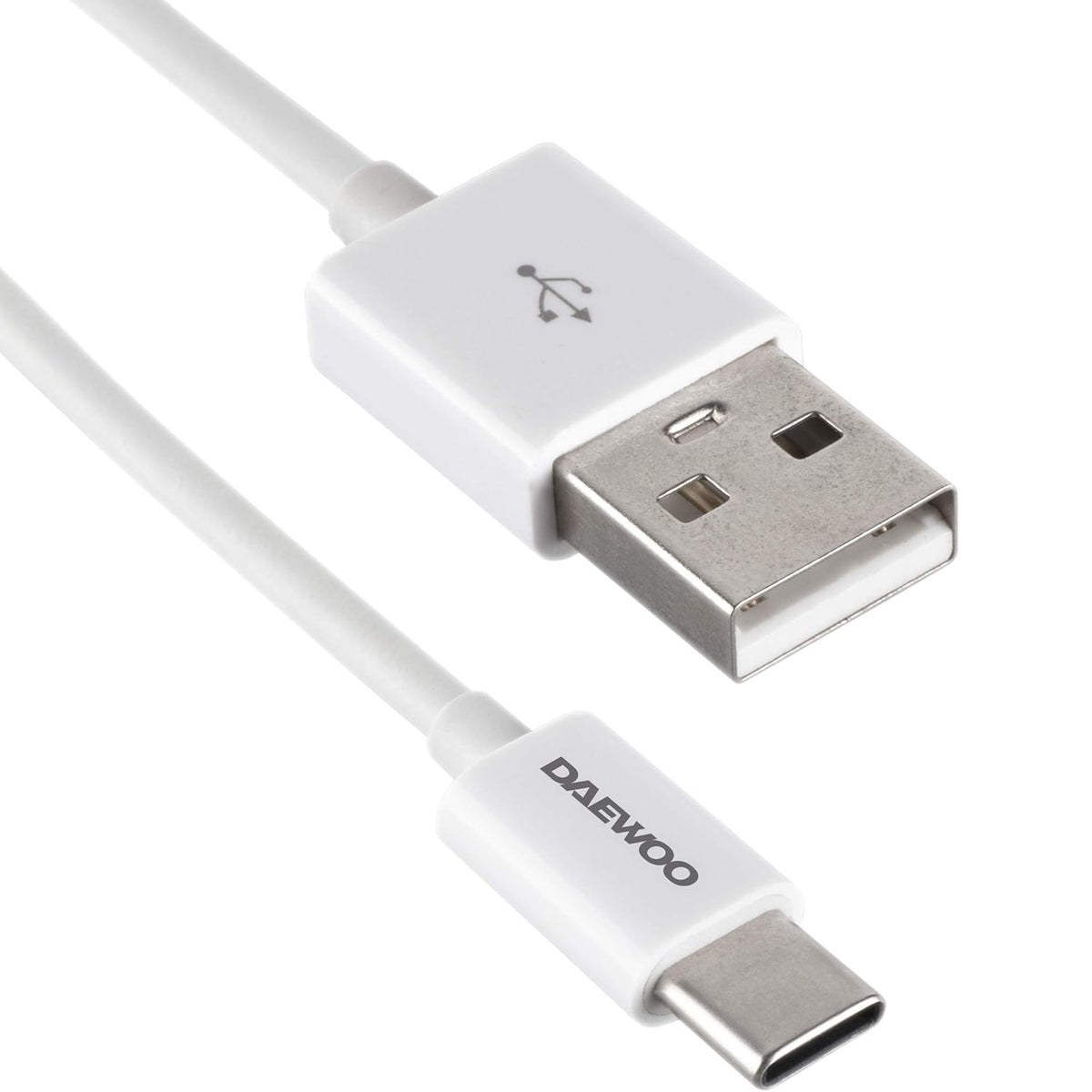 Daewoo USB Type-C Data and Sync Fast Charge Cable White 1Mtr ELA1343 | Fast Charging | Charge and Sync Lead | Type C Connector | Power - 5V | Rated 2.1A | Compatible with Type-C Devices