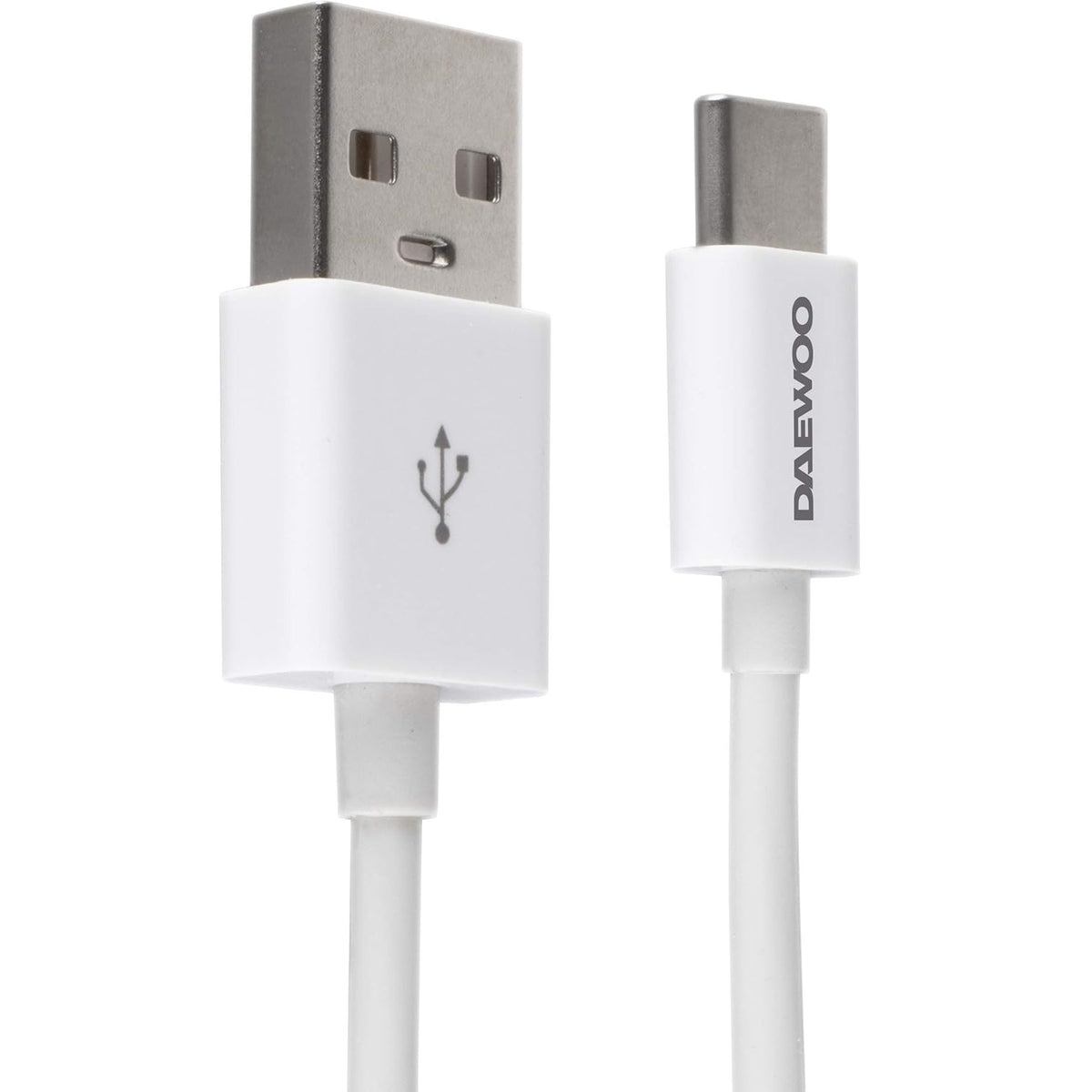 Daewoo USB Type-C Data and Sync Fast Charge Cable White 1Mtr ELA1343 | Fast Charging | Charge and Sync Lead | Type C Connector | Power - 5V | Rated 2.1A | Compatible with Type-C Devices