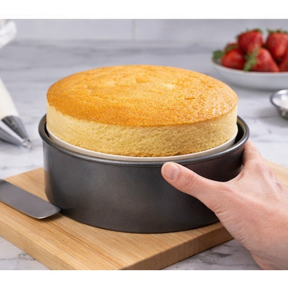 Prochef Loose Base Deep Cake Tin Black 21.6cm x 8cm BKW1831 | Non Stick Round Baking Pan | Heavy-Gauge Carbon Steel | Removable Bottom | Dishwasher Safe Cake Tin | PFAS Free | Cheesecake Pan