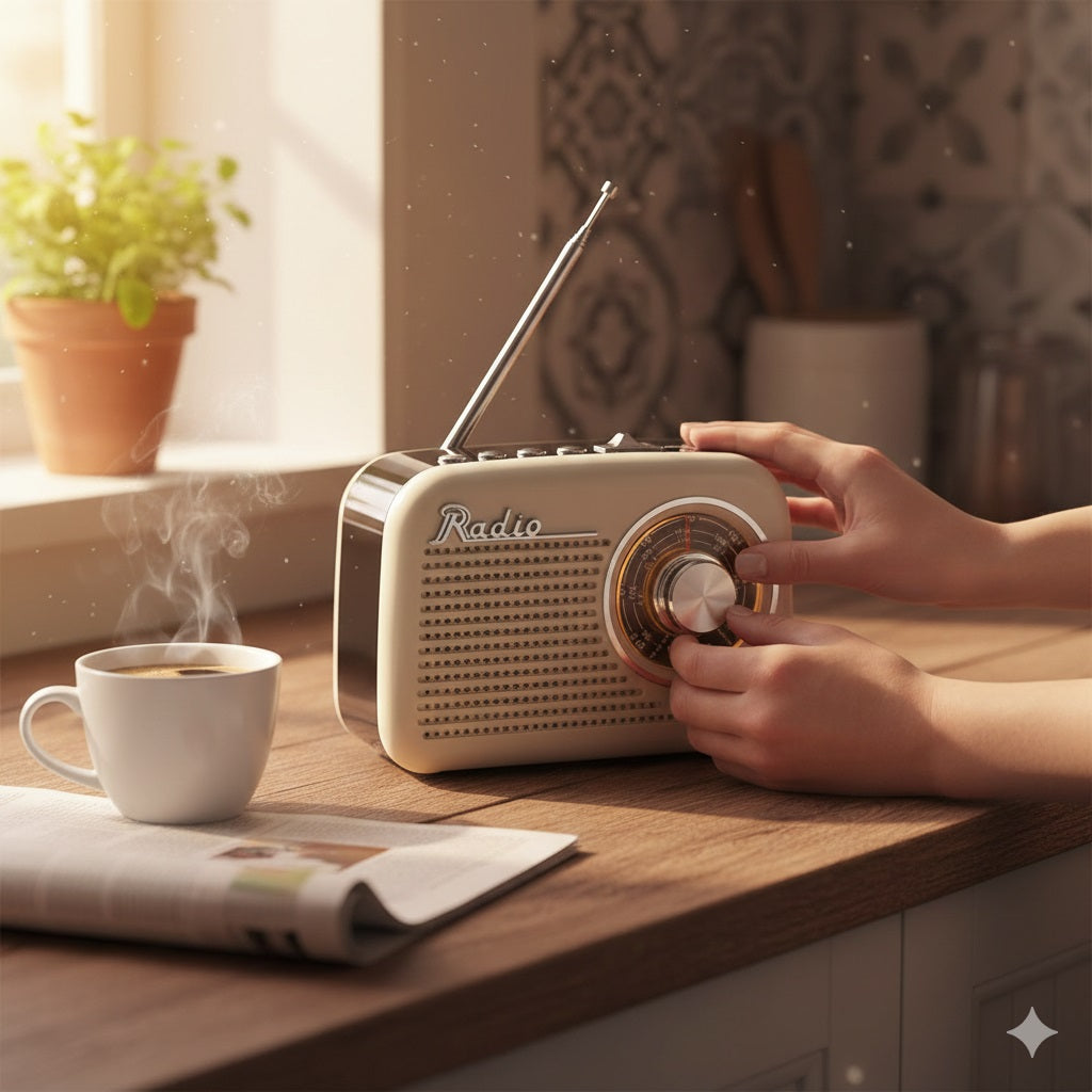 Lloytron 3 Band Rechargeable Portable Radio with MP3 Playback Cream N6409CR | Music Streaming | USB-C Powered