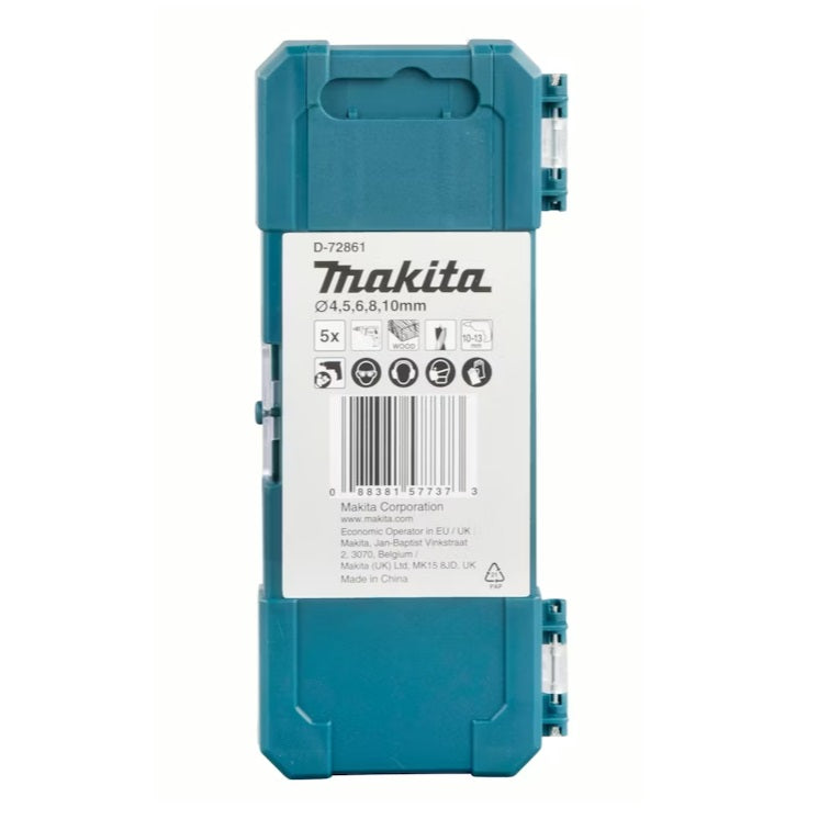 Makita Wood Drill Bit Set Silver 5-Piece D-72861
