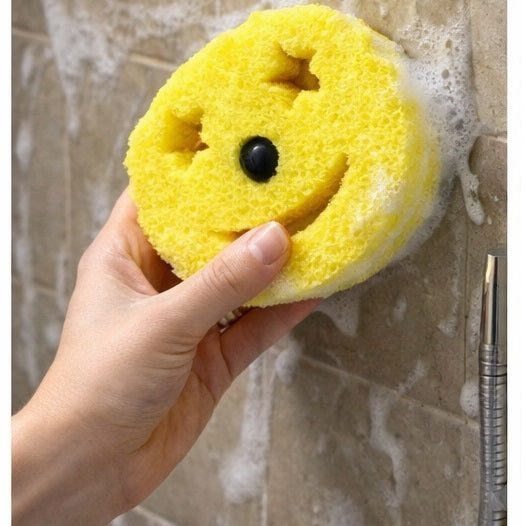 Bettina Smiley Wonder Dual Sided Sponge Scrub with Holder Assorted Colours B506 | One Side for Scrubbing | One Side for Wiping | Soft in Warm Water and Firm in Cold | Odor Resistant | Non- Scratch Material | Remove Stubborn Residue | Use on Multiple Surfaces | Odour Resilient | No Chemical Required | Keeps Your Sink Organised | With Suction Cup Design | Dishwashing Sponge | Household Cleaning Supplies | Kitchen Cleaning Sponge