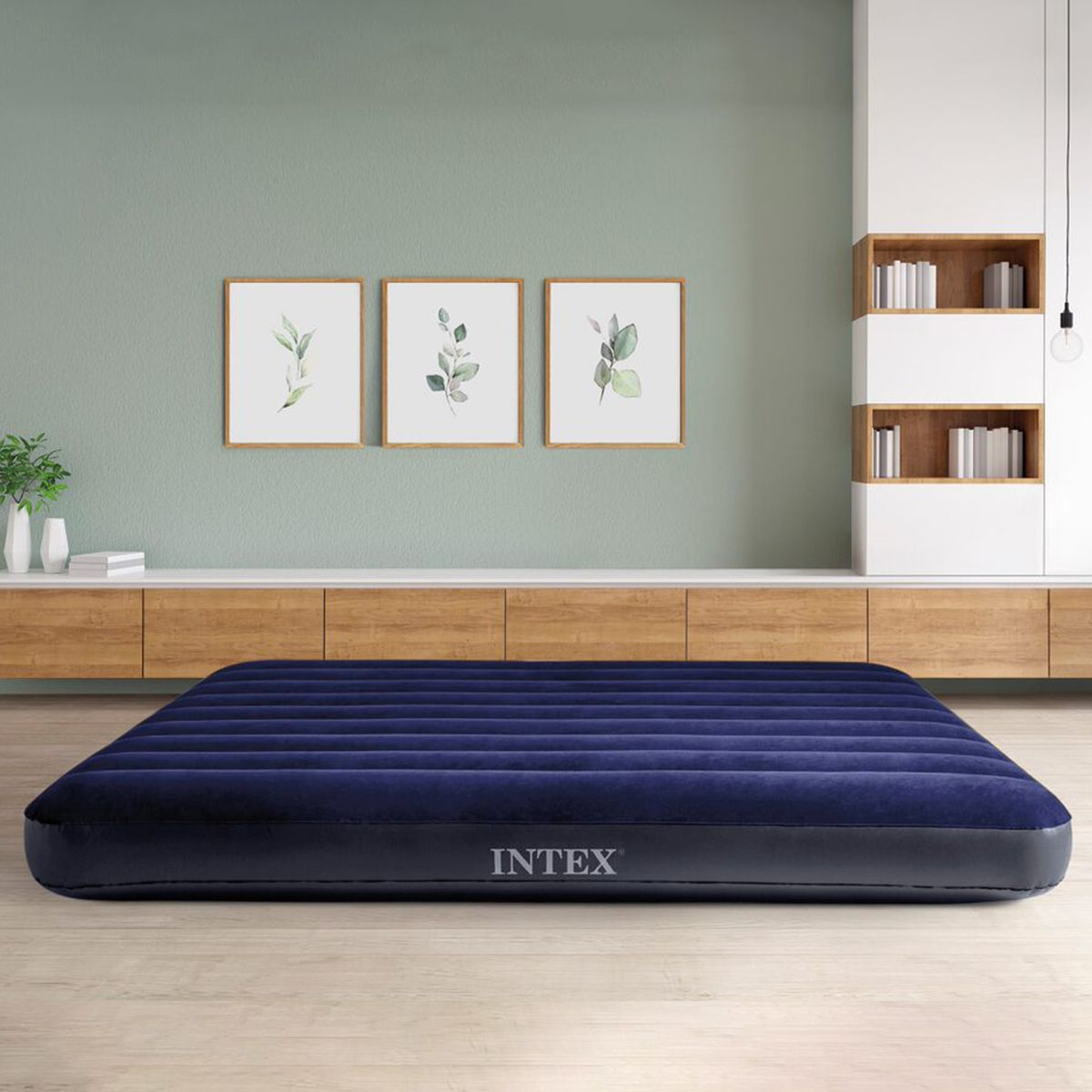 Intex Dura Beam Standard Air Bed Navy Blue 137cm x 191cm x 25cm I03403200 | With Fiber Technology | Enhanced Comfort-Stability and Firmness | Lightweight and High Strength Fibers | Inflatable Mattress | Air-filled Mattress | Inflatable Camping Bed | Portable Air Mattress