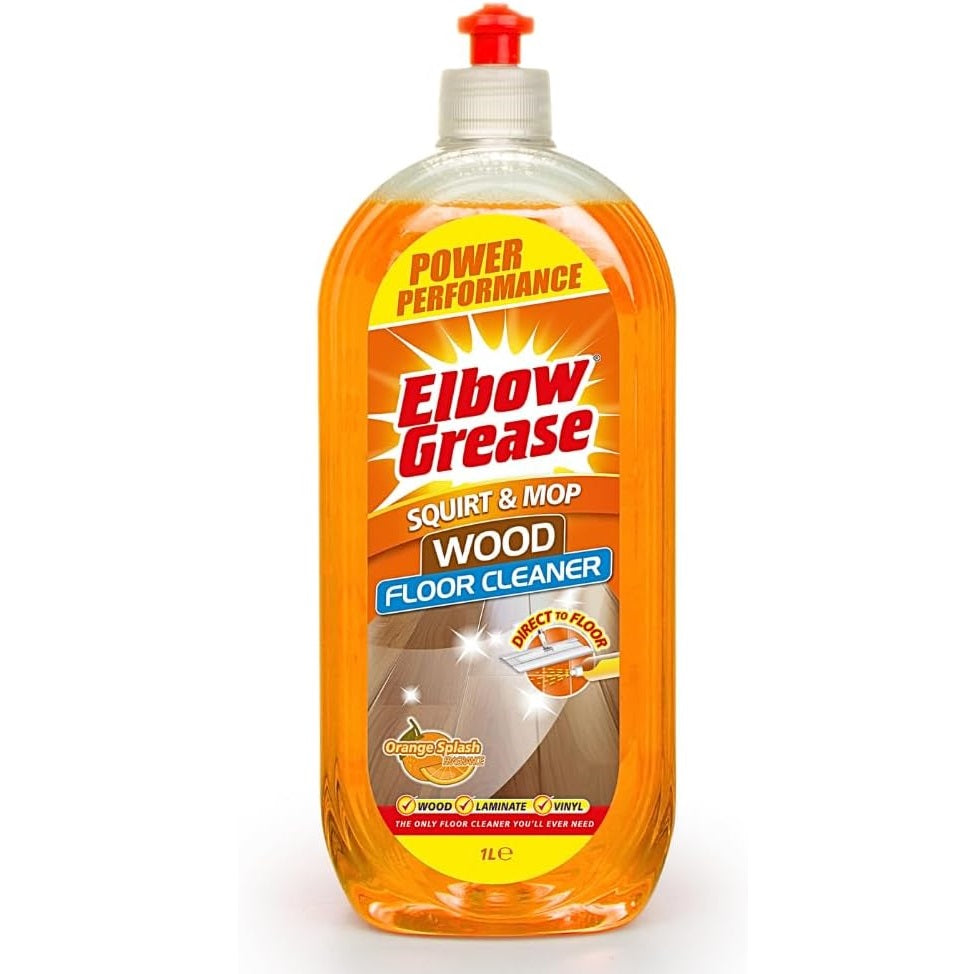 151 Elbow Grease Orange Splash Squirt and Mop Wood Floor Cleaner Orange 1Ltr EG281 | Power Performance | Direct To Floor Cleaning Solution | Suitable for Wood-Laminate and Vinyl | Multi-Surface Cleaner | Wood Surface Cleaner