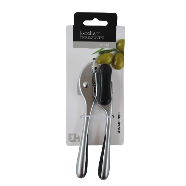 Excellent Houseware Manual Can Opener Chrome Finish 16cm x 5cm CY5657990 | Heavy Duty Stainless Steel | Ergonomic Non-Slip Handle | Smooth Edge Tin Opener | Kitchen Tool | Tin Opener
