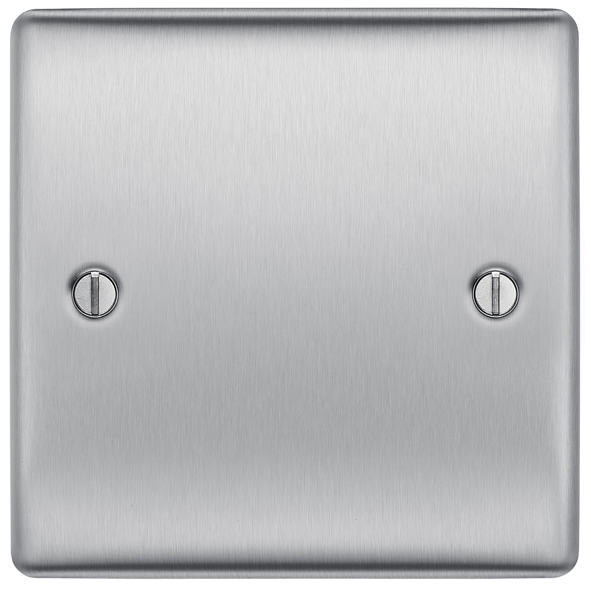 British General Nexus Metal Single Blank-Plate Brushed Steel H86mm x W86mm x D14.5mm NBS94 | Sleek and Slim with Softly Round Corners