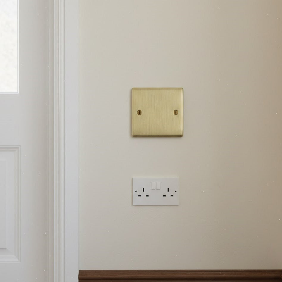 British General Nexus Metal Single Blank-Plate Antique Brass H86mm x W86mm  NBS94 | Sleek and Slim with Softly Round Corners