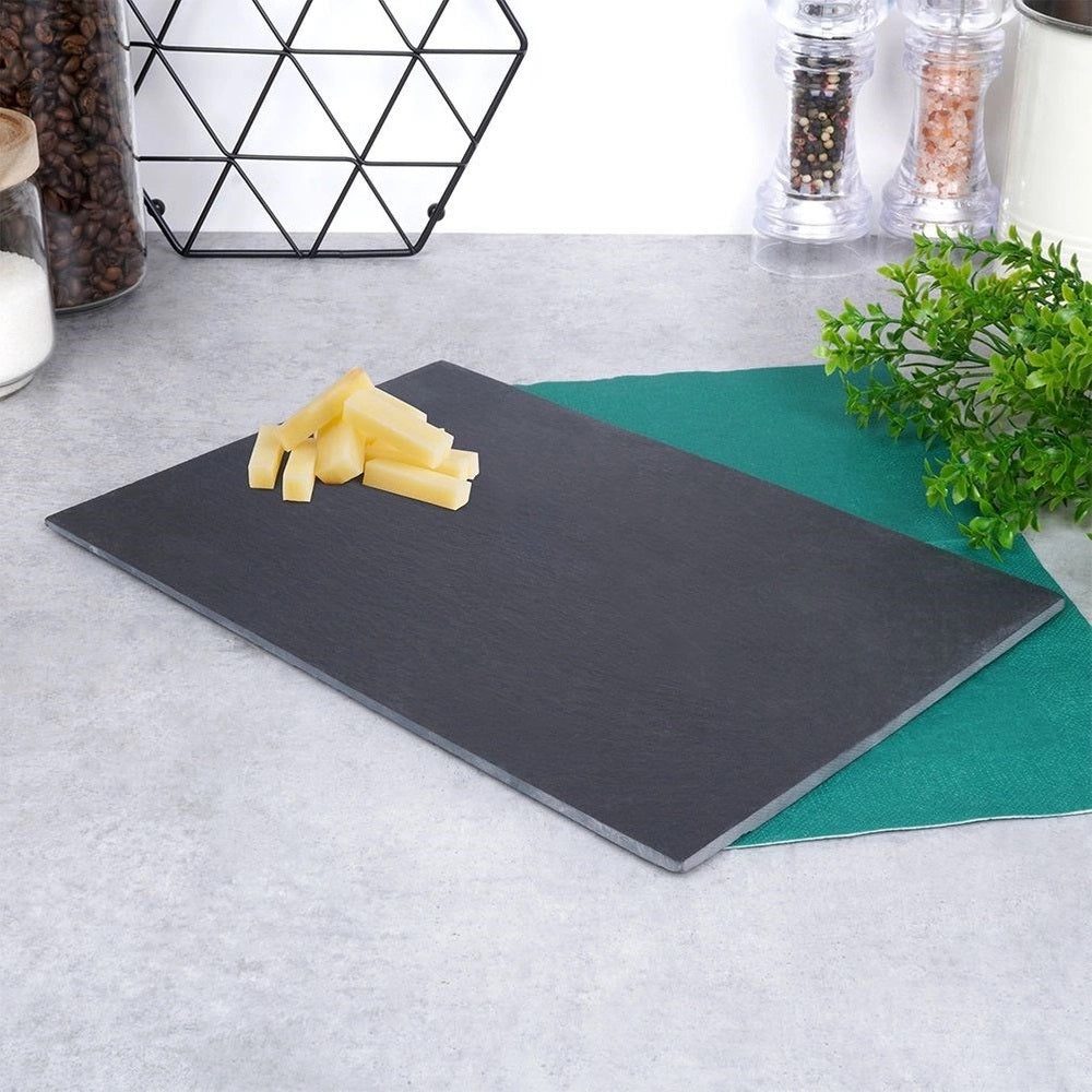 Excellent Houseware Rectangular Slate Serving Platter Black 30cm x 20cm 210000190 | Natural Slate | Food Serving Board | Cheese Platter | Tapas-Dessert Presentation Plate