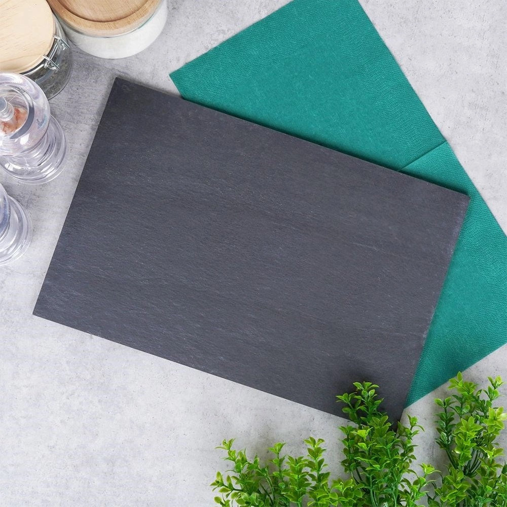 Excellent Houseware Rectangular Slate Serving Platter Black 30cm x 20cm 210000190 | Natural Slate | Food Serving Board | Cheese Platter | Tapas-Dessert Presentation Plate