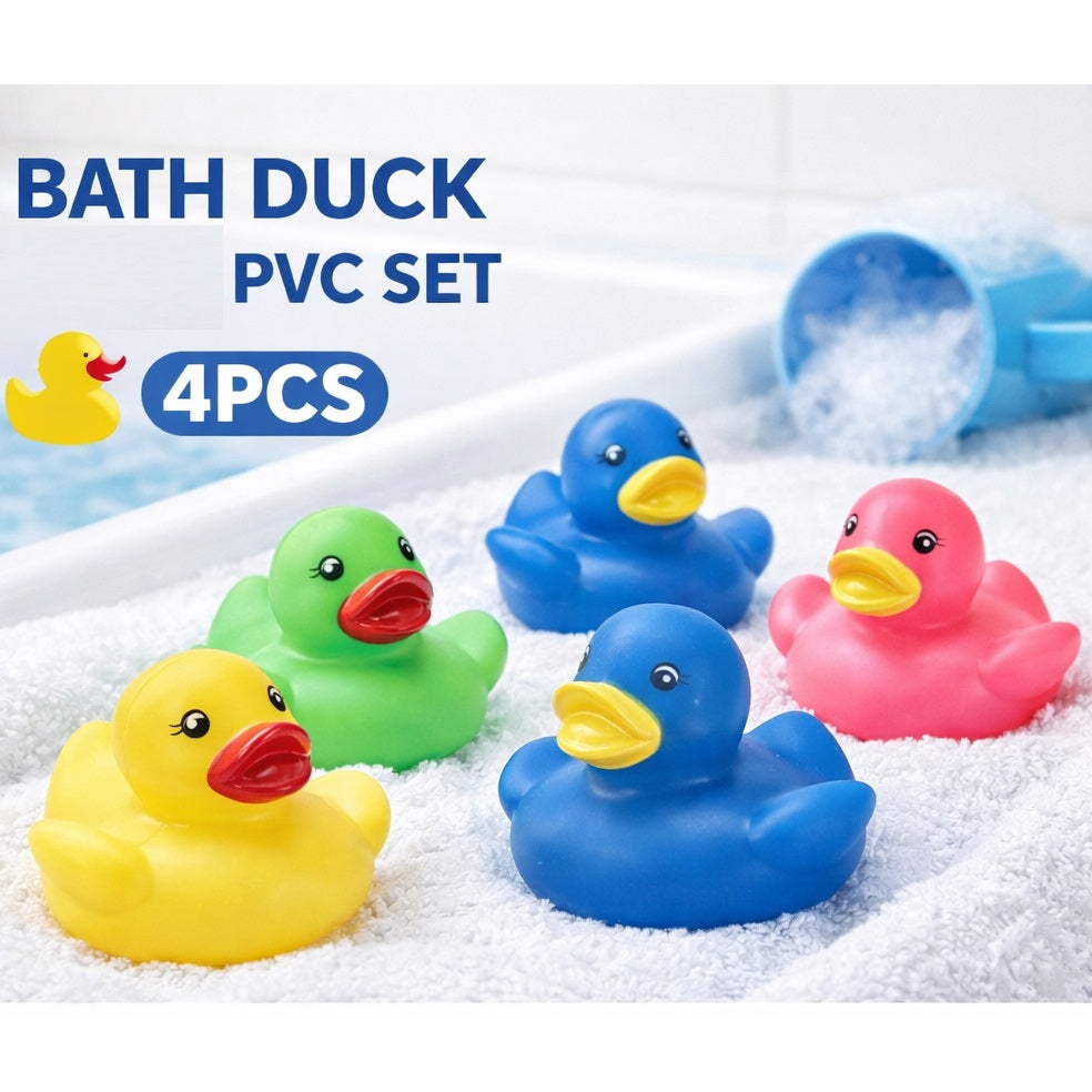 Bath Time Fun Rubber Duck Assorted Colours Pack of 4 SG1000270 | Colourful Squeaky Bath Ducks | For Babies and Toddlers | Floating Water Toys for Kids | Bath Duck Toy | Floating Rubber Duck | Kids Water Toy | Baby Bathroom Accessories