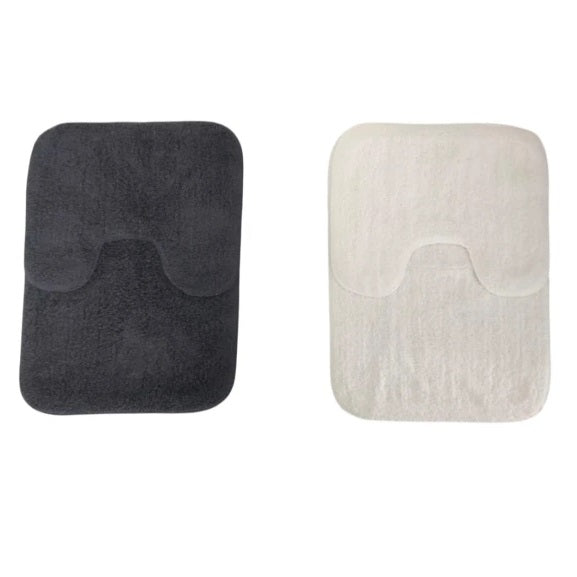 Bathroom Solutions Bath and Toilet Mat Assorted Colours 50cm x 70cm Pack of 2 A35150600 | Toilet Mat - 40cm x 50cm | Bathroom Rug Set | Non Slip Mat Set | Washable Bathroom Mat | Plush Bath and Toilet Mats | Bathroom Decor | Cozy Bathroom Mat
