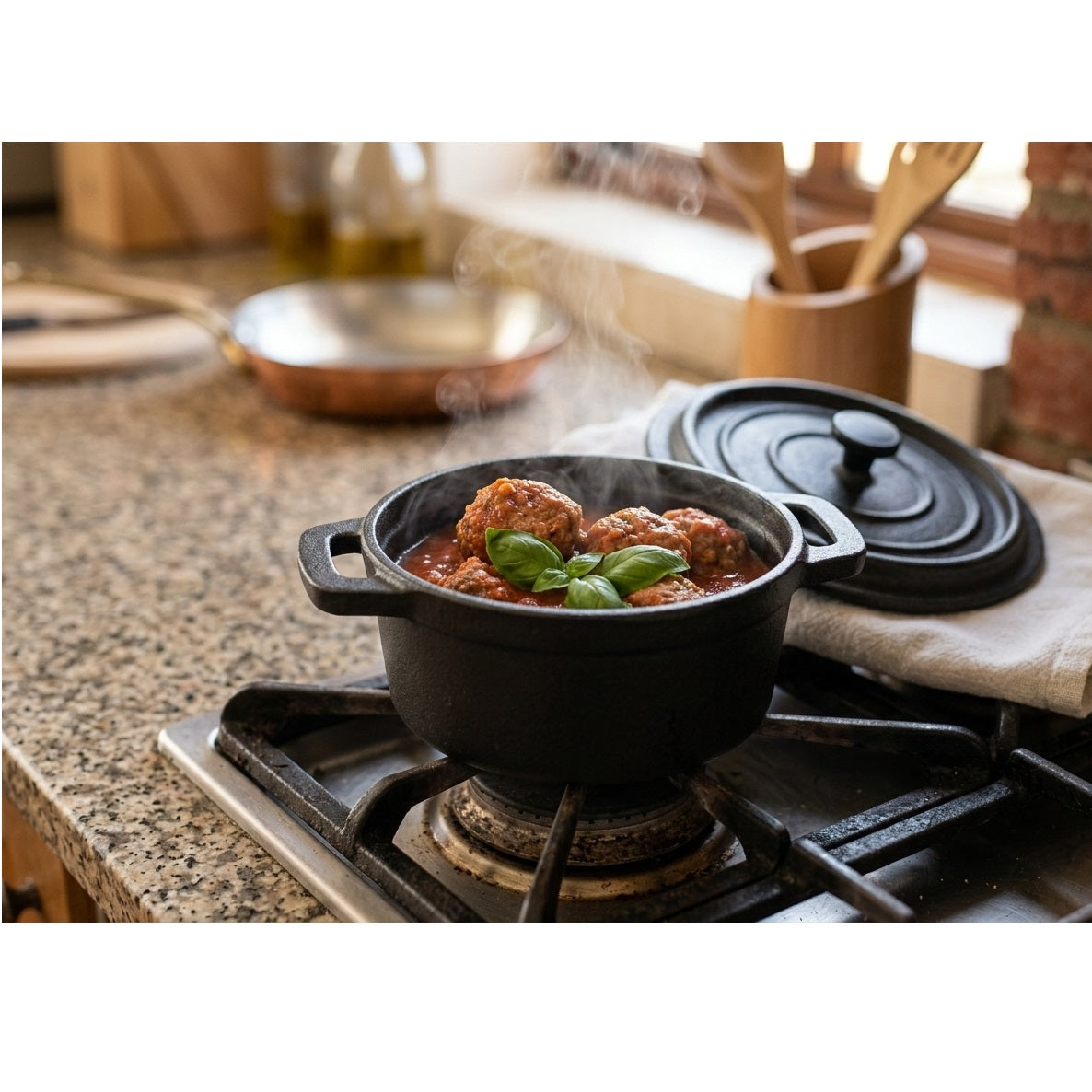 Excellent Houseware Cast Iron Casserole Pot Tapas Dish Set with Lid Black 10cm 275ml C80652845 | Small Dutch Oven | Baking Dish | Serving Bowl | Gratin Pan for Cooking-Roasting and Table Presentation