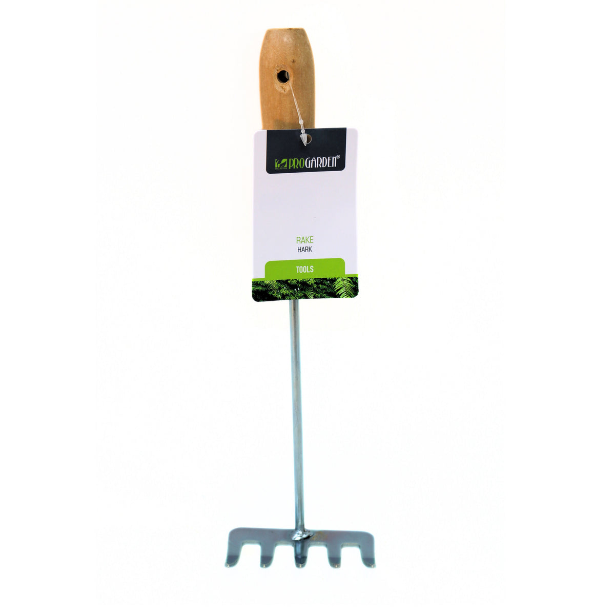 Pro Garden Hand Rake with Wooden Handle Metallic Silver 29.5cm x 8 cm R22000100 | Metal Garden Rake | Small Hand Cultivator for Soil-Weeding and Plant Care