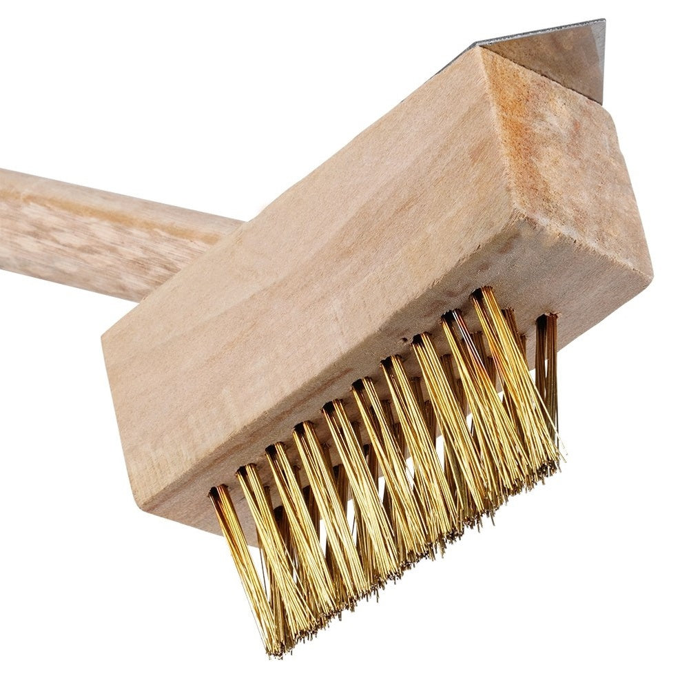 ProGarden Brass Wire Weed Brush with Natural Wood Handle Brown 36cm CG9000020 | Garden Weed Cleaning Brush | Patio Joint Scrub Brush | Paving Crack Weeder Tool
