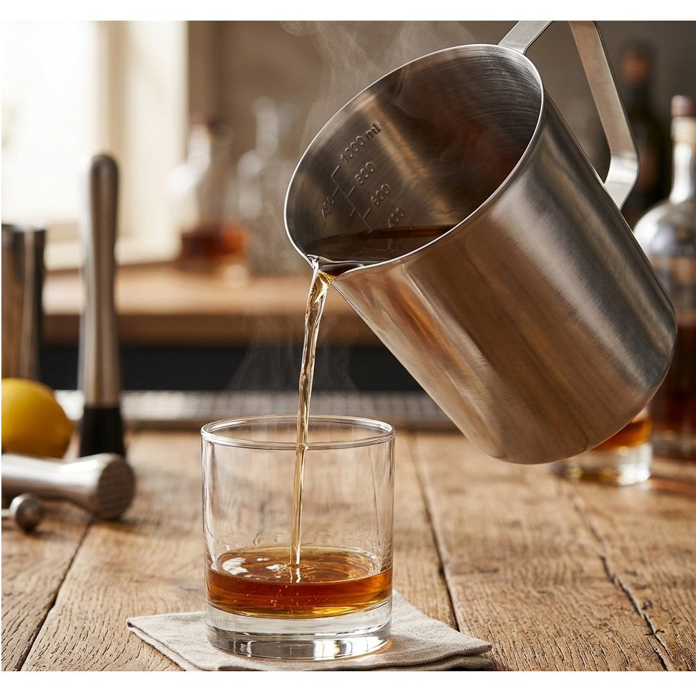 Stainless Steel Measuring Jug Silver H13cm x 12cm 1Ltr A12404900 | Kitchen Graduated Pitcher