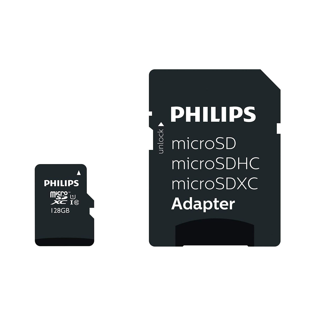 Philips UHS-I Micro SDXC Card Black 128GB PHIMSD128GBC10 | Ultra Speed | A1 Fast App Performance | Supports Full HD Videos