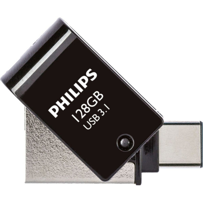 Philips 2 in 1 USB 3.1 Flash Drive Black 128GB PHIOTG128GBTYPE | For Smartphones PC Mac and Tablets