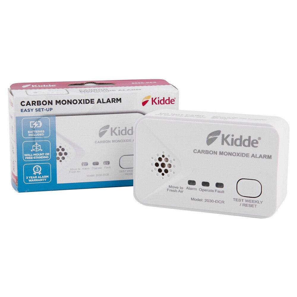 Kidde Carbon Monoxide Alarm White 2030-DCR | Easy Set-Up | Batteries Included | Wall Mount or Free Standing