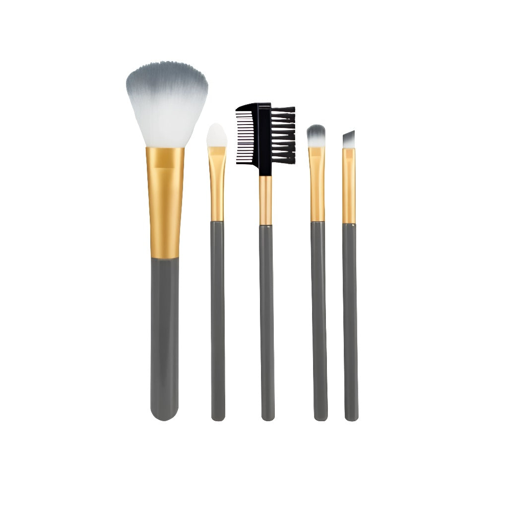 Eleganza Makeup Brush Set Assorted Pack of 5 CP8502600 | Compact Cosmetic Brush Kit with Blending-Eyeshadow and Brow Brushes | Travel Size Beauty Tools