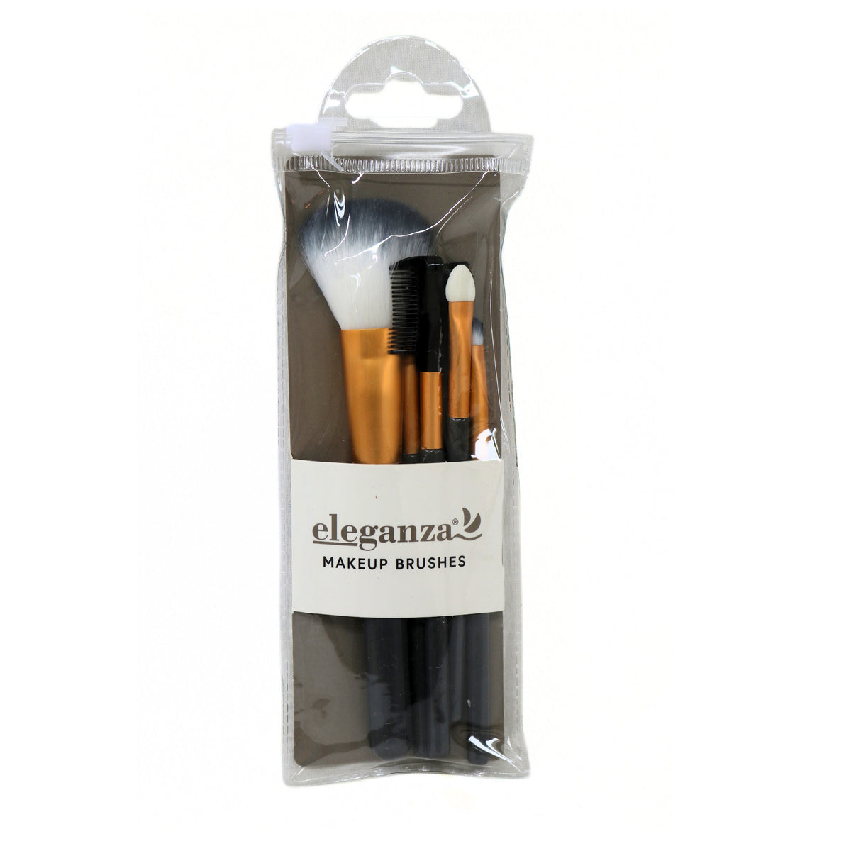 Eleganza Makeup Brush Set Assorted Pack of 5 CP8502600 | Compact Cosmetic Brush Kit with Blending-Eyeshadow and Brow Brushes | Travel Size Beauty Tools