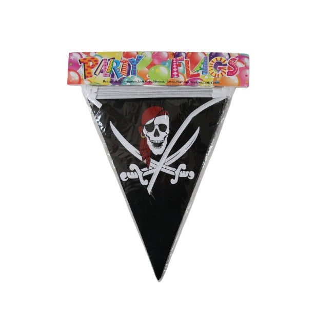JL Supplies Pirate Party Bunting Flags Black Pack of 15 6733 | Skull Crossbones Birthday Party Decoration | Party Decoration Banner | Pirate Theme Banner | Kids Pirate Party Decorations | Pirate Party Garland | Birthday Banner | Pirate Flags | Themed