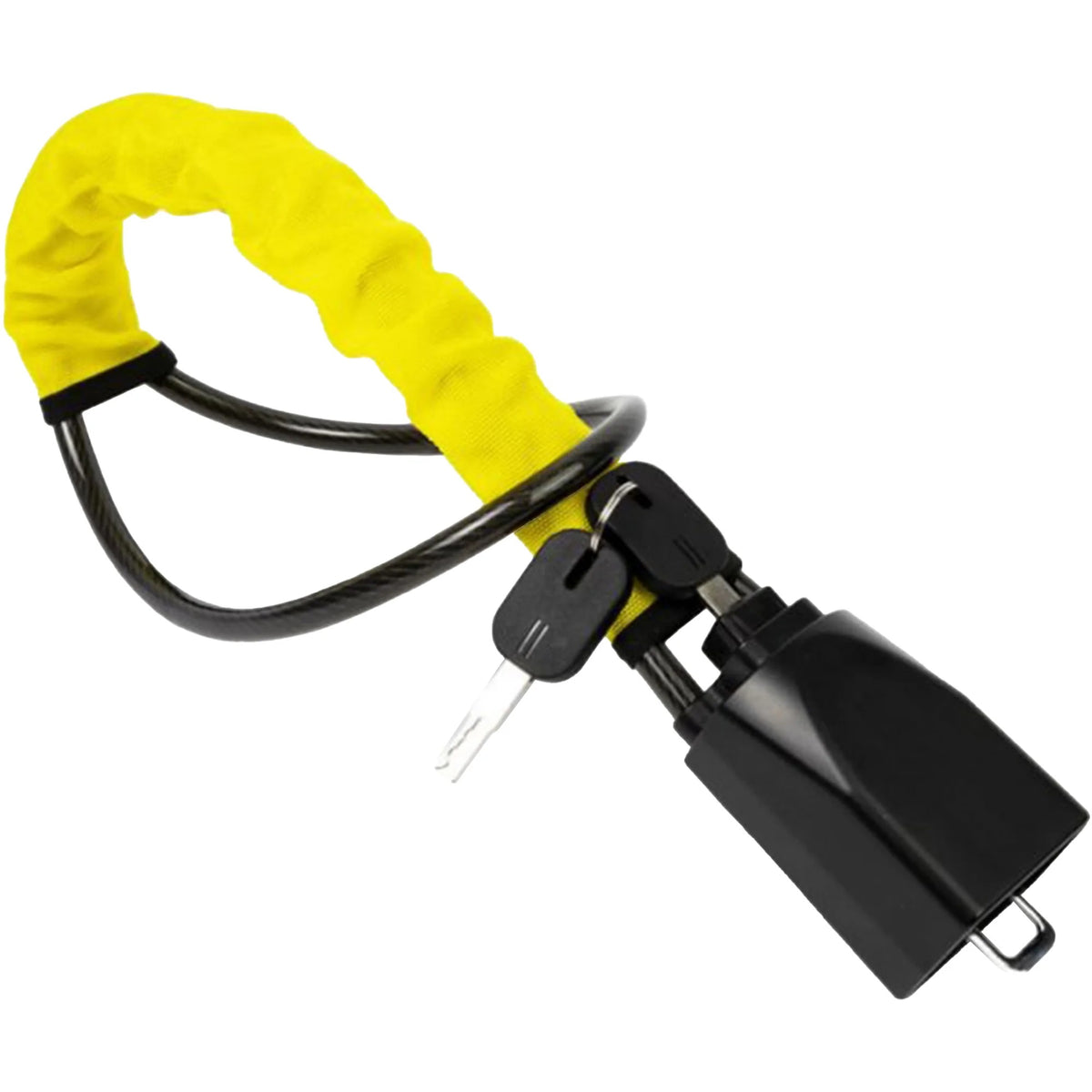 Rolson Anti-Theft Steering Wheel Seat Belt Lock Black and Yellow 720mm x 60mm x 48mm 42924 | High Visibility Yellow Security Cable | Universal Vehicle Immobiliser and Car Theft Deterrent with 3 Keys