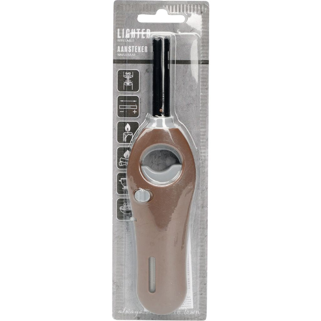 Refillable Multipurpose Gas Lighter with Safety Lock Assorted Colours 185mm Pack of 1 YV3000030 | BBQ Grill Lighter | Long Reach Lighter | Long Nozzle Lighter | Stove Ggnition Lighter | Candle Lighting Tool | Kitchen Lighter Stick | Household Gas Lighter