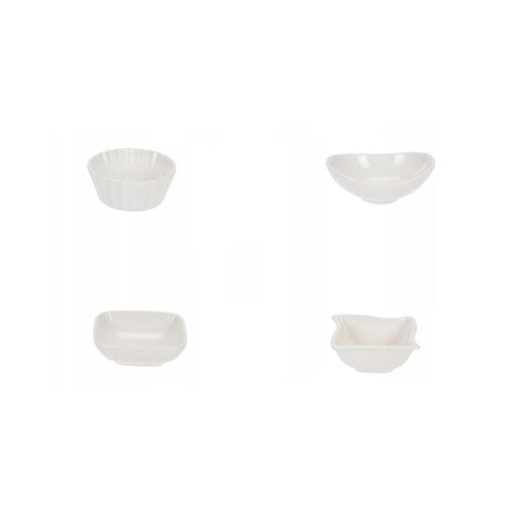 Excellent Houseware Porcelain Snack Bowl White Pack of 1 798000060 | Assorted Designs | Small Dipping Sauce Dishes | Mini Sauce Cups | Soy Sauce Dipping Dish | Side Sauce Bowl | Condiment Serving Dishes | Tapas Sauce Bowls | Ceramic Ramekin Small