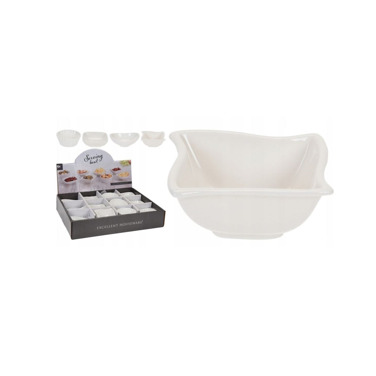 Excellent Houseware Porcelain Snack Bowl White Pack of 1 798000060 | Assorted Designs | Small Dipping Sauce Dishes | Mini Sauce Cups | Soy Sauce Dipping Dish | Side Sauce Bowl | Condiment Serving Dishes | Tapas Sauce Bowls | Ceramic Ramekin Small