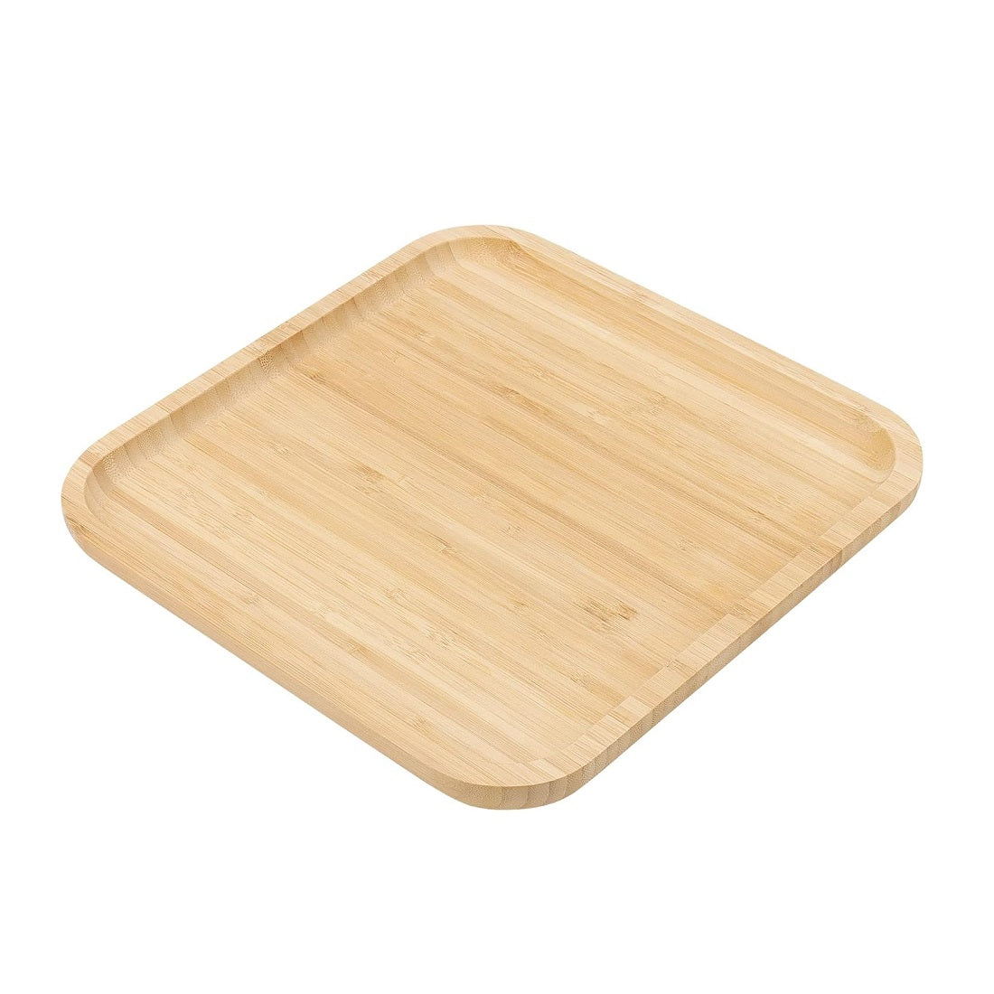 Excellent Houseware Bamboo Serving Platter Tray Natural 25cm x 25cm x 2cm 101003750 | Square Bamboo Appetiser Tray | Single Section Snack Board | Eco-Friendly Charcuterie Plate | Minimalist Wooden Dish | Tapas Server