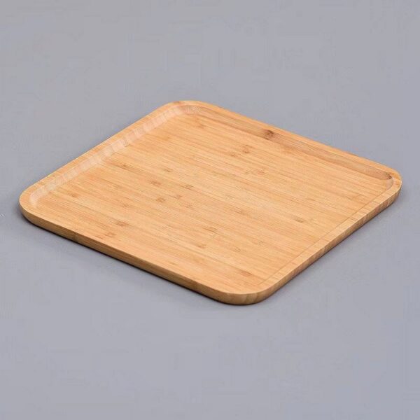 Excellent Houseware Bamboo Serving Platter Tray Natural 25cm x 25cm x 2cm 101003750 | Square Bamboo Appetiser Tray | Single Section Snack Board | Eco-Friendly Charcuterie Plate | Minimalist Wooden Dish | Tapas Server