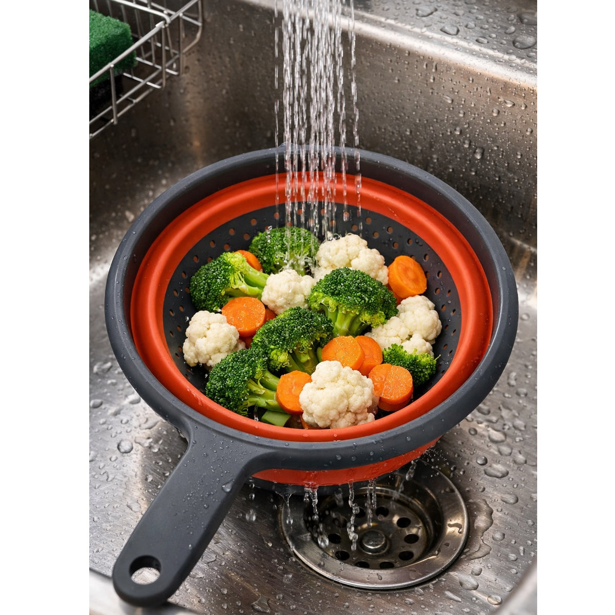 Excellent Houseware Multipurpose Collapsible Silicone Colander with Handle Assorted Colours 23cm 172000830 | Foldable Kitchen Strainer | Space Saving Drainer Bowl | Kitchen Colander Strainer | Silicone Kitchen Strainer | Drain Basket | Pasta Strainer | Kitchen Vegetable Strainer | Portable Kitchen Strainer | Fruit Washing Strainer | Camping Kitchen Gear