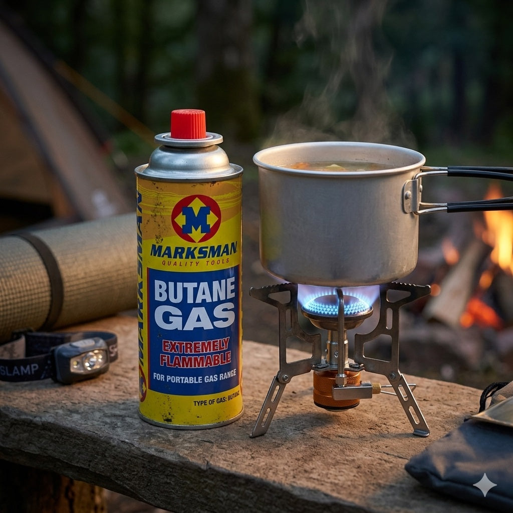 Marksman Butane Camping Gas Canister Yellow 227g 68238C | Extremely Flammable | For Portable Gas Range