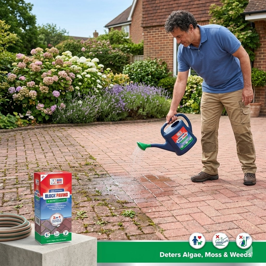 Block Blitz Original Block Paving Eco Cleaner Clear 760g Twin Pack BBO2 | Multi-Use | 2-in-1 Patio Treatment and Sealer | Moss and Algae Deterrent | Weed Prevention Wash | Child and Pet Safe Driveway Restorer | No-Scrub Outdoor Pavement Solution