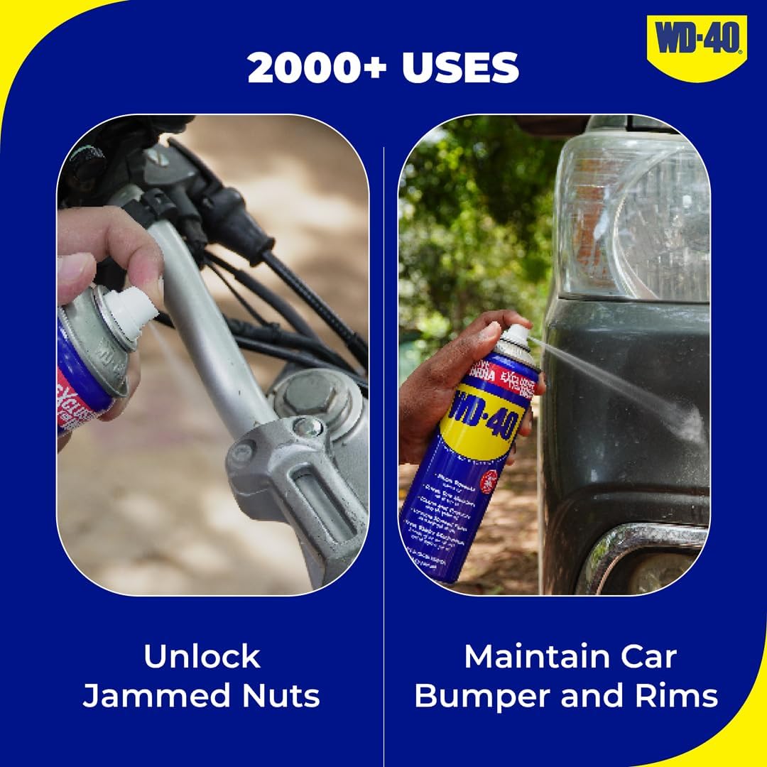 WD-40 Multi-Use Silicone Free Spray Blue 80ml 1001791A | Stops Squeaks | Drives Out Moisture | Cleans and Protects | Loosen Rusted Parts | Free Sticky Mechanisms | Rust Protection | Lubricant for Maintenance | Bike Chain Spray | Machinery Lubricant