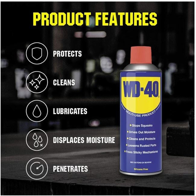 WD-40 Multi-Use Silicone Free Spray Blue 80ml 1001791A | Stops Squeaks | Drives Out Moisture | Cleans and Protects | Loosen Rusted Parts | Free Sticky Mechanisms | Rust Protection | Lubricant for Maintenance | Bike Chain Spray | Machinery Lubricant