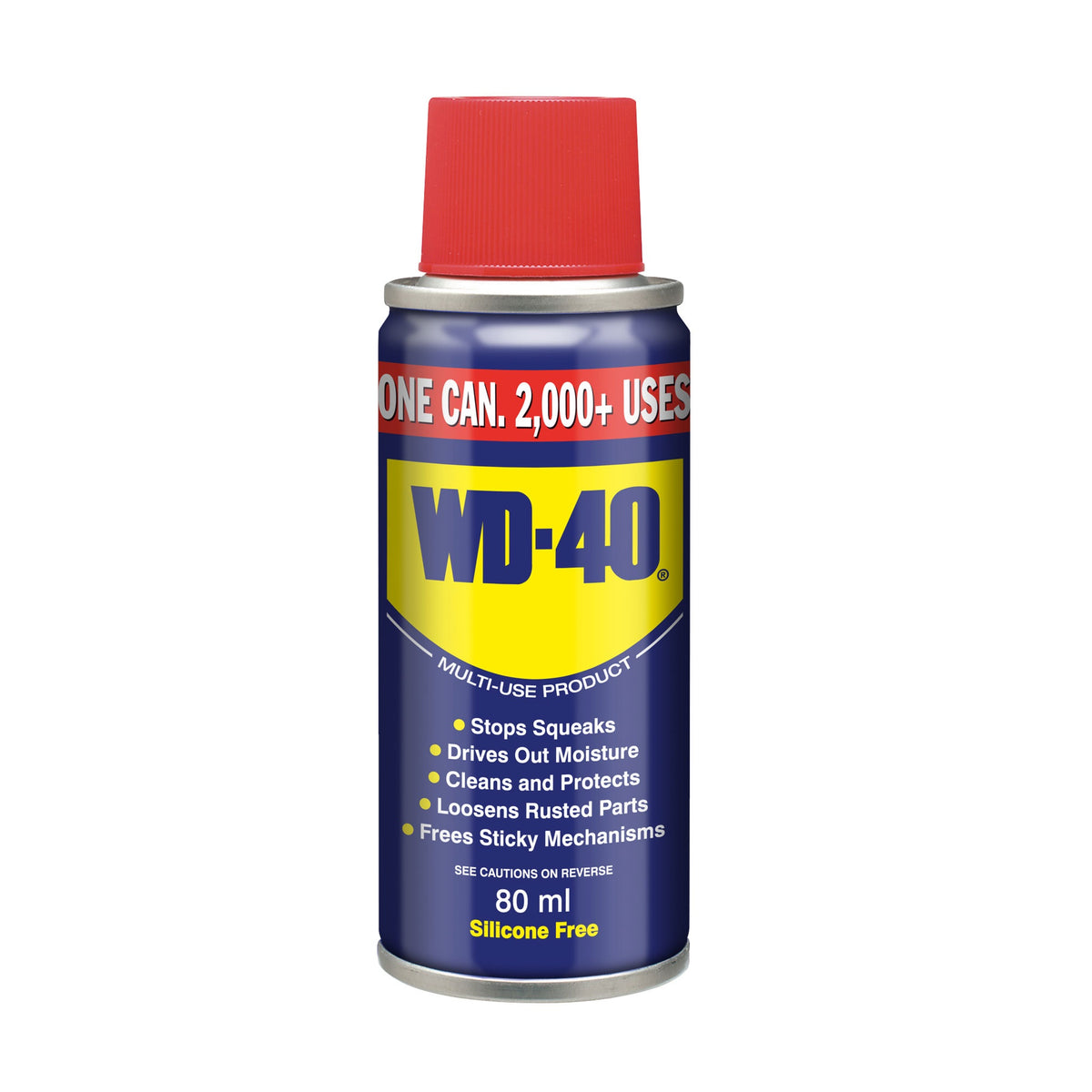 WD-40 Multi-Use Silicone Free Spray Blue 80ml 1001791A | Stops Squeaks | Drives Out Moisture | Cleans and Protects | Loosen Rusted Parts | Free Sticky Mechanisms | Rust Protection | Lubricant for Maintenance | Bike Chain Spray | Machinery Lubricant