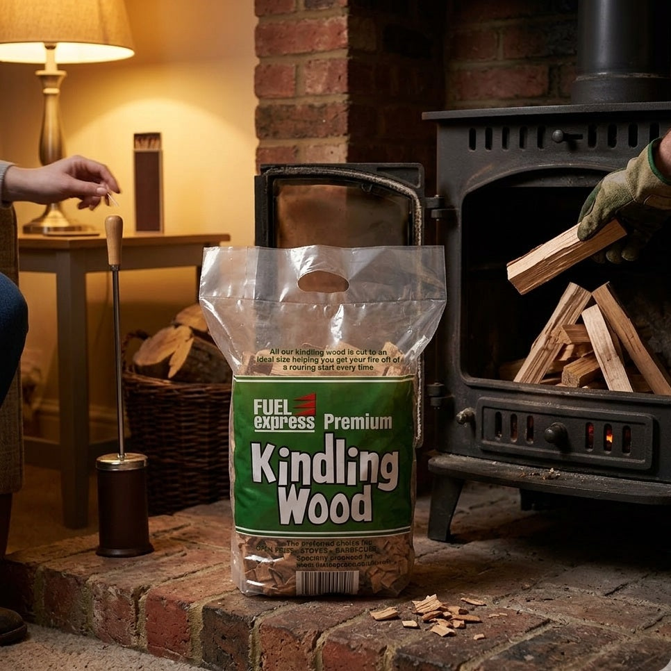 Fuel Express Premium Kindling Supapak Wood Sticks Natural Large Bag SUPA | Kindling Dried Fire Starter Sticks | Wood Burning Stove and Fireplace Fuel | BBQ and Pizza Oven Ignition | Ready to Burn Certified Softwood Splints